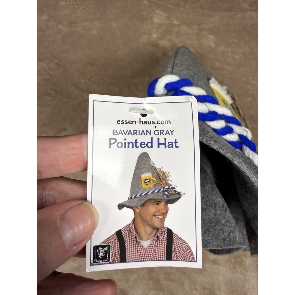 Essen Haus Gray Felt Pointed Hat Oktoberfest Masquerade One Size Z-EHR-H643 - Picture 3 of 11